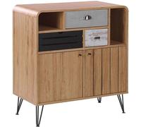 Beliani Aparador con Acabado en Madera Clara 80 x 40 x 87 cm Mueble Retro de 2 Puertas con 3 cajones Kyle