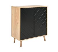 Beliani Aparador Negro Madera Clara 76 x 40 cm MDF 2 Puertas estantes Dormitorio Bristow