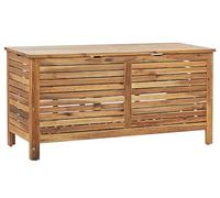 Beliani Arcón de madera de acacia marrón claro 130 x 64 x 48 cm caja de almacenaje superficie aceitada rústico jardín terraza balcón Riviera