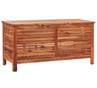 Beliani Arcón de madera de acacia oscura 130 x 64 x 48 cm caja de almacenaje superficie aceitada rústico jardín terraza balcón Riviera