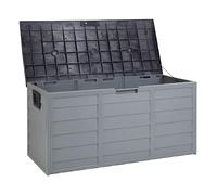 Beliani Arcón para exterior caja de almacenaje de jardín 112 x 50 cm ruedas de plástico gris Locarno