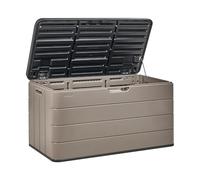 Beliani Arcón para exterior caja de almacenaje de jardín 116 x 60 cm ruedas de plástico marrón Milies