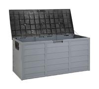 Beliani Arcón para jardín caja de almacenamiento gris y negro 112 x 50 cm ruedas de plástico asas Locarno