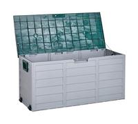 Beliani Arcón para jardín caja de almacenamiento gris y verde 112 x 50 cm ruedas de plástico asas Locarno