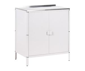 Beliani Armario Cocina Exterior 2 Puertas de Acero Inoxidable Blanco Vilama