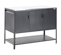 Beliani Armario de Cocina Exterior de Acero 3 Puertas encimera de Acero Inoxidable jardín Negro Maenza
