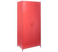 Beliani Armario de Metal Rojo 76 x 50 cm 2 Puertas 4 estantes almacenaje Oficina Varna