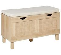Beliani Banco con almacenaje Boho baúl Madera frentes Trenzados Madera Clara Washington
