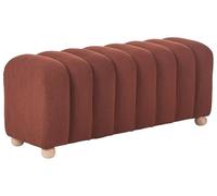 Beliani Banco de Cama puf otomana Moderno Acanalado tapizado de bouclé Patas de Madera Estilo rústico Retro marrón Dorado Idyllwild