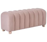 Beliani Banco de Cama puf otomana Moderno Acanalado tapizado de bouclé Patas de Madera Estilo rústico Retro Beige Idyllwild