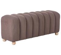 Beliani Banco de Cama puf otomana Moderno Acanalado tapizado de bouclé Patas de Madera Estilo rústico Retro marrón Idyllwild