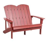 Beliani Banco de Exterior 2 plazas Muebles de jardín de Madera plástica Tradicional Rojo Adirondack