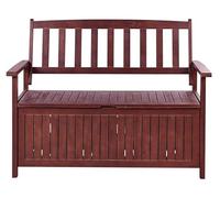 Beliani Banco de jardín con almacenaje de Madera Maciza de Acacia 2 plazas 120 cm Rojo orcuro Sovana