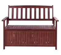Beliani Banco de jardín con almacenaje de Madera Maciza de Acacia 2 plazas 120 cm Rojo orcuro Sovana