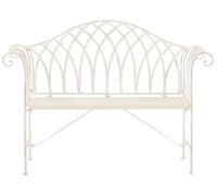 Beliani Banco de jardín de Metal Blanco 130 cm 2 plazas reposabrazos Vintage Milazzo