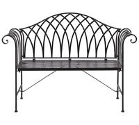 Beliani Banco de jardín de Metal Negro 130 cm 2 plazas reposabrazos Vintage Milazzo