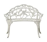 Beliani Banco de jardín Vintage Exterior de Metal Aluminio 2 plazas con reposabrazos Blanco Piura