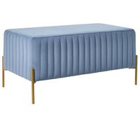 Beliani Banco de Terciopelo Patas de Metal Doradas Estilo glamuroso Rectangular Azul Utah