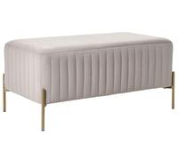 Beliani Banco de Terciopelo Patas de Metal Doradas Estilo glamuroso Rectangular Gris Pardo Utah