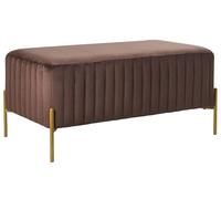 Beliani Banco de Terciopelo Patas de Metal Doradas Estilo glamuroso Rectangular marrón Oscuro Utah