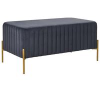 Beliani Banco de Terciopelo Patas de Metal Doradas Estilo glamuroso Rectangular Negro Utah