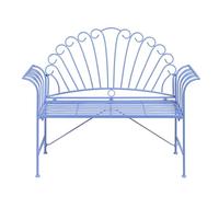 Beliani Banco para Exterior 2 plazas de Metal con apoyabrazos Acampanados Estilo Vintage Azul Claro Cavinia