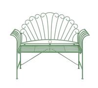 Beliani Banco para Exterior 2 plazas de Metal con apoyabrazos Acampanados Estilo Vintage Verde Cavinia