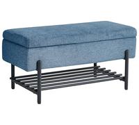 Beliani Banco para Pasillo tapizado de Tela Repelente al Agua con almacenaje Patas de Metal Azul Solvang
