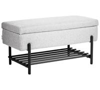 Beliani Banco para Pasillo tapizado de Tela Repelente al Agua con almacenaje Patas de Metal Gris Claro Solvang