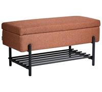 Beliani Banco para Pasillo tapizado de Tela Repelente al Agua con almacenaje Patas de Metal marrón Dorado Solvang