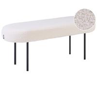 Beliani Banco tapizado de bouclé Ovalado Patas de Metal Estilo rústico Retro Blanco Crema Wolfeboro