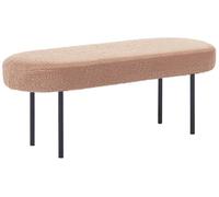 Beliani Banco tapizado de bouclé Ovalado Patas de Metal Estilo rústico Retro marrón Claro Wolfeboro