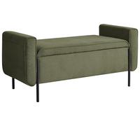 Beliani Banco tapizado para Pasillo Entrada con almacenaje y Patas de Metal Verde Lewes