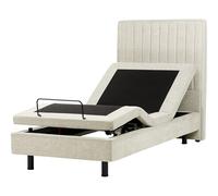 Beliani Cama articulada eléctrica Moderna Mando a Distancia Ajustable tapicería de Tela Beige 90 x 200 cm Castellan