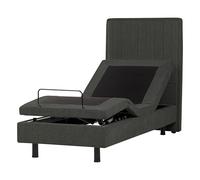 Beliani Cama articulada eléctrica Moderna Mando a Distancia Ajustable tapicería de Tela Gris Oscuro 80 x 200 cm Duke II