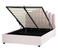 Beliani Cama con almacenaje de Terciopelo Rosa Negro 140 x 200 cm somier Listones Vincennes