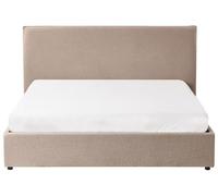 Beliani Cama con almacenaje elevable Moderna de bouclé Gris Pardo 160 x 200 cm Lavaur