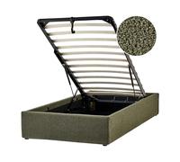 Beliani Cama con almacenaje Moderna tapizada de bouclé Verde Oscuro 90 x 200 cm Dinan
