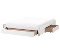 Beliani Cama con cajones sin cabecero de Madera de Caucho 180 x 200 cm diseño Moderno con almacenaje Blanco Giat