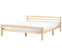 Beliani Cama con somier Estilo Minimalista de Madera de Pino 180 x 200 cm marrón Claro Echallon