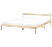 Beliani Cama con somier Estilo Minimalista de Madera de Pino 180 x 200 cm marrón Claro Madone