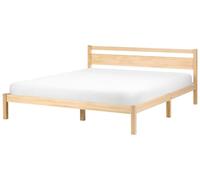 Beliani Cama con somier Estilo Minimalista de Madera de Pino 180 x 200 cm marrón Claro Mercurer