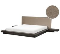 Beliani Cama de Agua Moderna 180 x 200 cm con colchón mesitas de Noche cabecero de bouclé Madera de Fresno Oscuro Zen