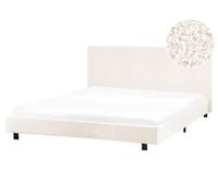 Beliani Cama de Agua Moderna de bouclé 160 x 200 cm con colchón Blanco Crema Albi