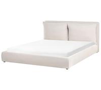 Beliani Cama de Agua Moderna de Tela 180 x 200 cm cabecero tapizado y Acolchado Beige Bajonna