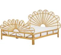 Beliani Cama matrimonial de ratán madera clara 160x200