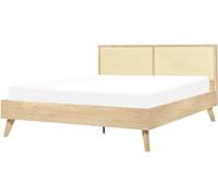 Beliani Cama matrimonial de ratán madera clara 160x200