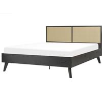 Beliani Cama matrimonial de ratán negro 160x200