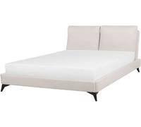 Beliani Cama matrimonial de tejido beige 160x200