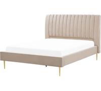 Beliani Cama matrimonial de tejido beige 160x200